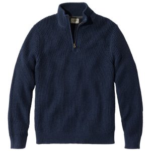 Men's Organic Cotton Waffle Sweater, Quarter Zip