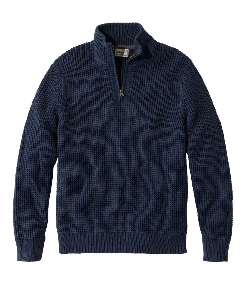 Men's Organic Cotton Waffle Sweater, Quarter Zip