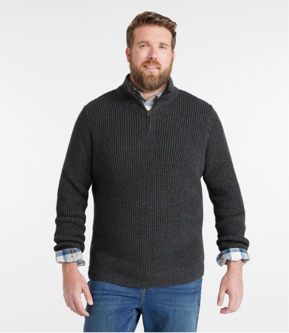 Men's Organic Cotton Waffle Sweater, Quarter Zip - Image 4