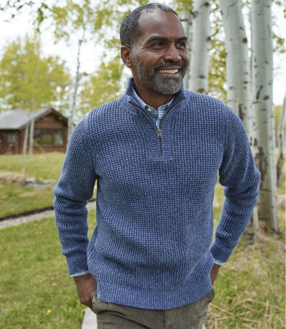 Men's Organic Cotton Waffle Sweater, Quarter Zip - Image 8