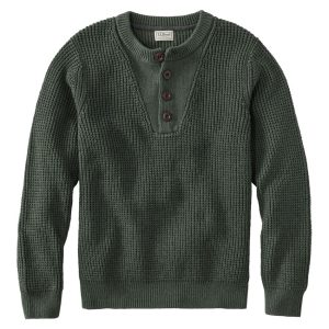 Men's L.L.Bean Organic Cotton Waffle Sweater, Henley