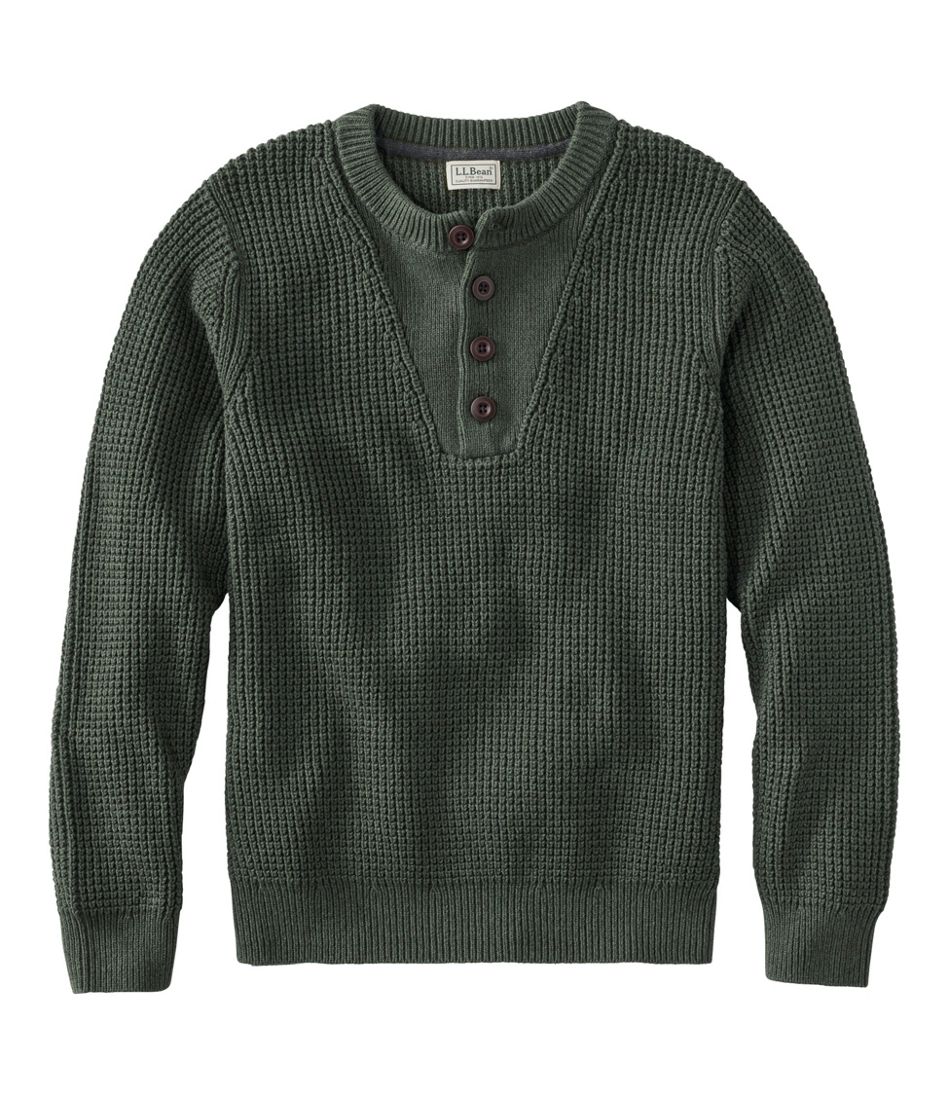 Men's L.L.Bean Organic Cotton Waffle Sweater, Henley