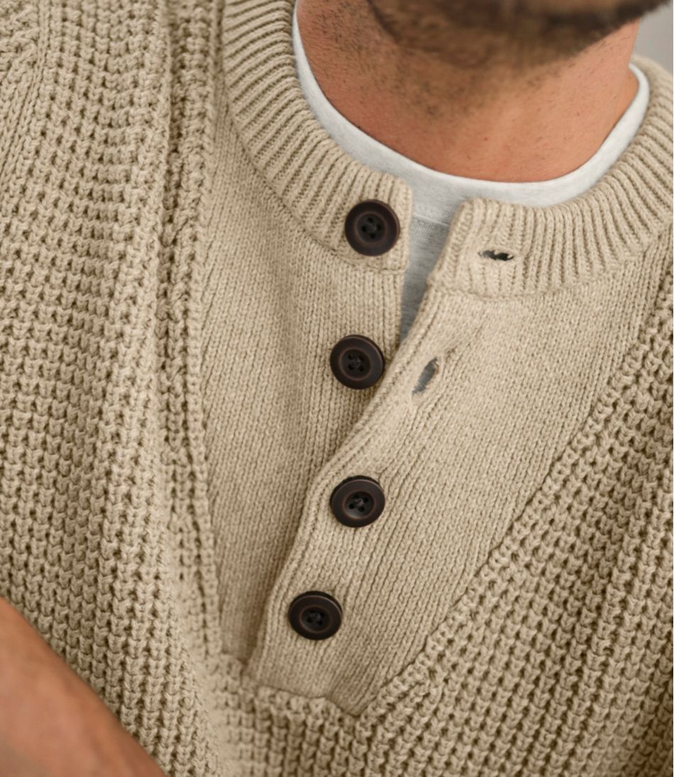 Men's L.L.Bean Organic Cotton Waffle Sweater, Henley - Image 9