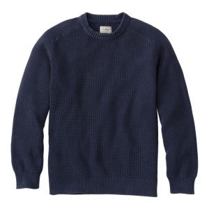 Men's Sunwashed Textured Cotton Sweater, Crewneck