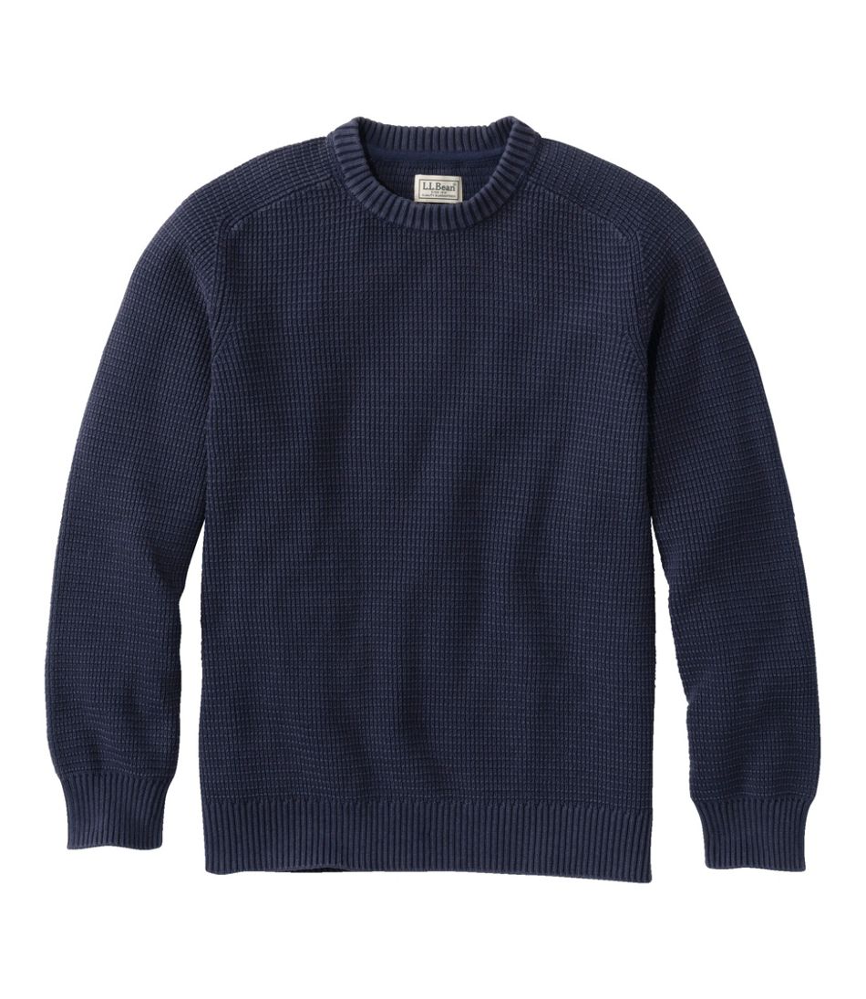 Men's Sunwashed Textured Cotton Sweater, Crewneck