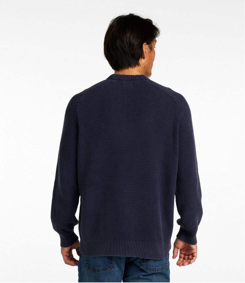 Men's Sunwashed Textured Cotton Sweater, Crewneck - Image 3