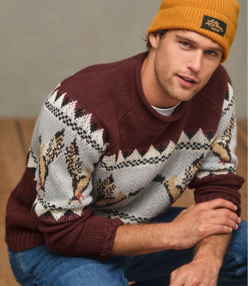 Men's Signature Organic Cotton Rollneck Sweater, Fair Isle - Image 11