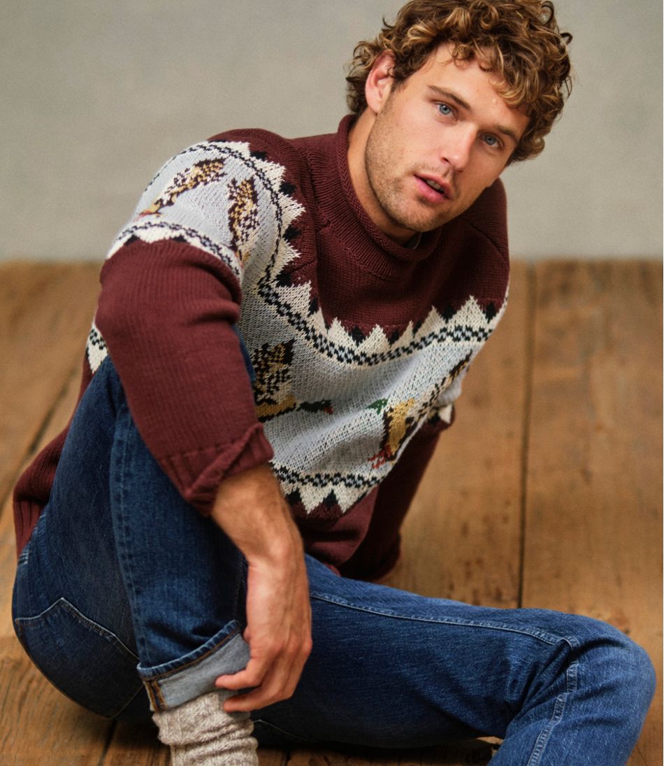 Men's Signature Organic Cotton Rollneck Sweater, Fair Isle - Image 12