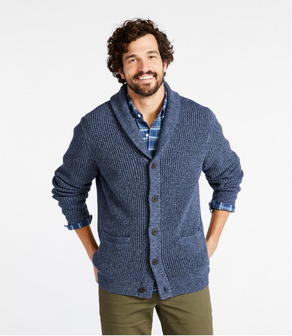 Men's Organic Cotton Waffle Sweater, Cardigan - Image 2