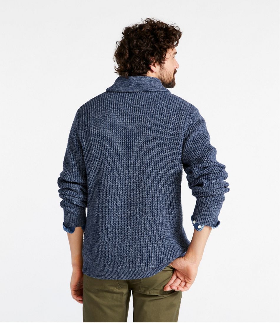 Men's Organic Cotton Waffle Sweater, Cardigan - Image 3