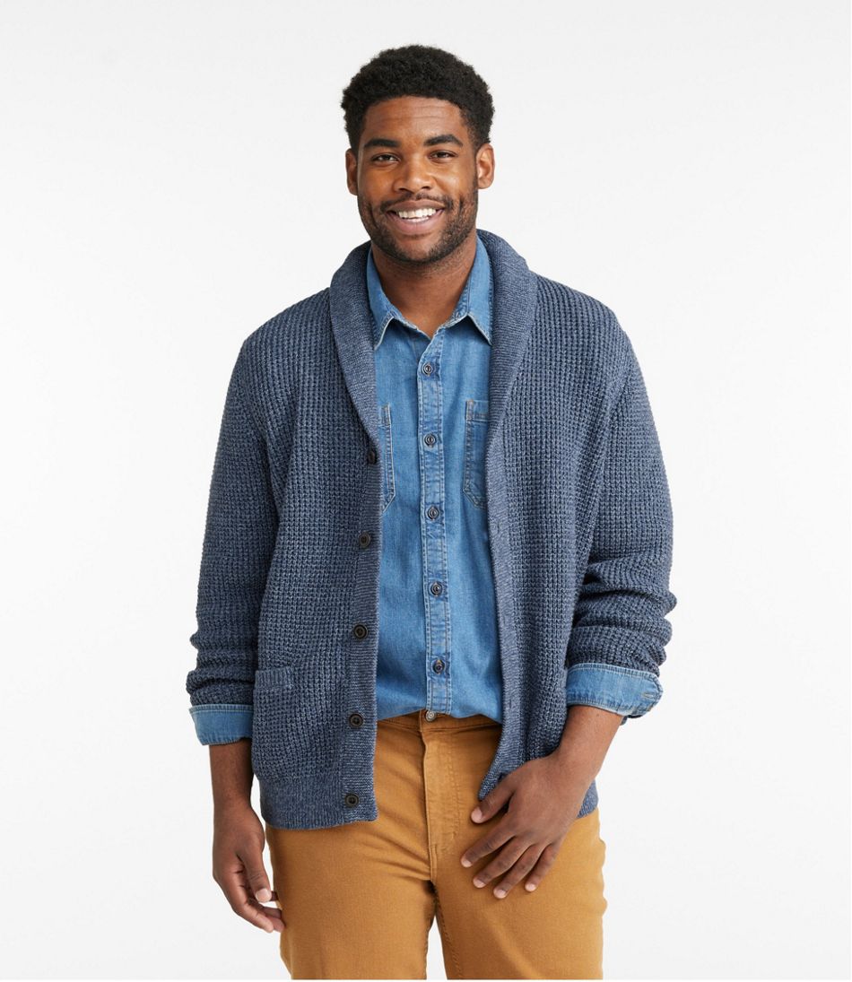 Men's Organic Cotton Waffle Sweater, Cardigan - Image 4