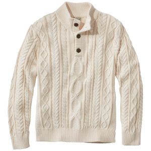Men's Bean's Heritage Soft Cotton Fisherman Sweater, Button-Mock