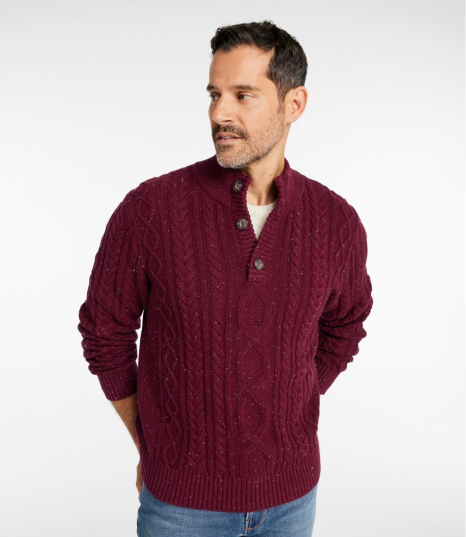 Men's Bean's Heritage Soft Cotton Fisherman Sweater, Button-Mock - Image 2
