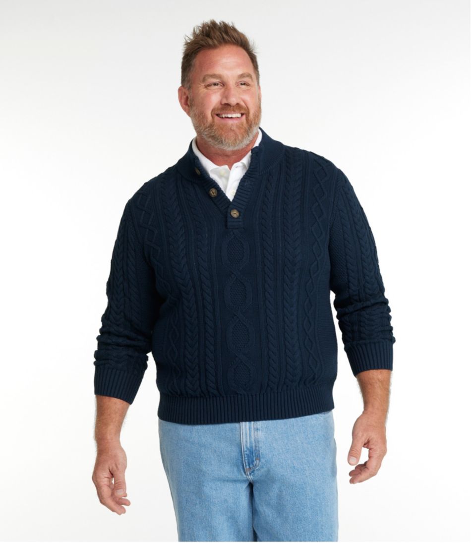 Men's Bean's Heritage Soft Cotton Fisherman Sweater, Button-Mock - Image 4
