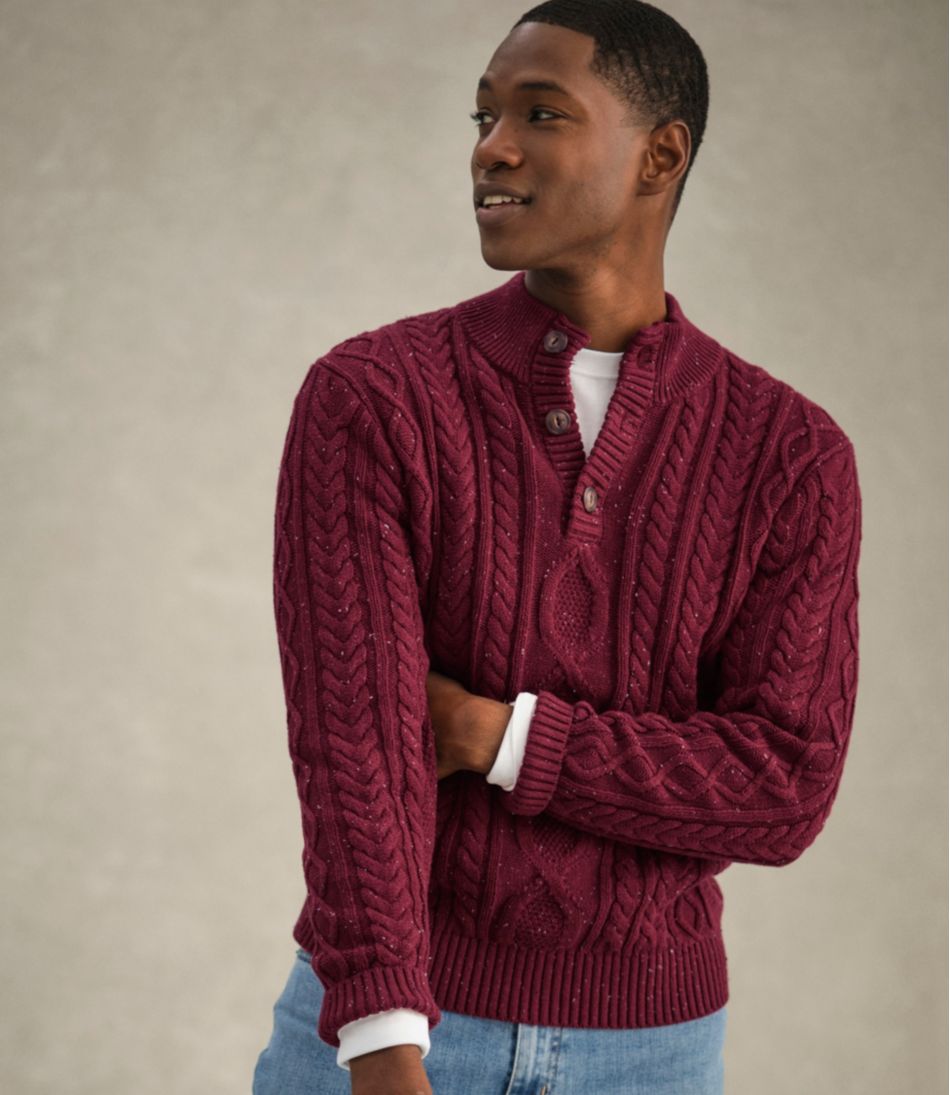 Men's Bean's Heritage Soft Cotton Fisherman Sweater, Button-Mock - Image 8