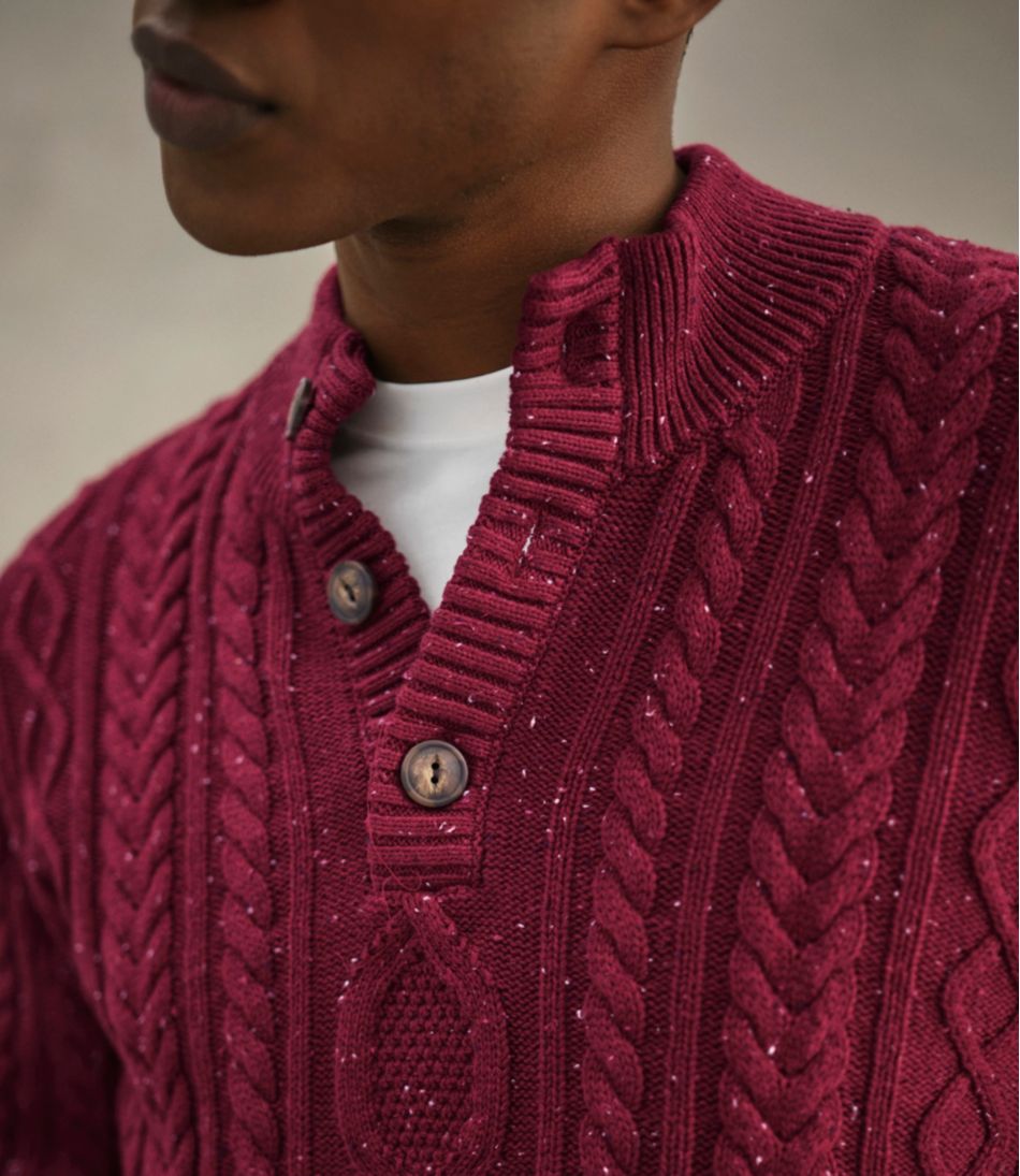 Men's Bean's Heritage Soft Cotton Fisherman Sweater, Button-Mock - Image 9