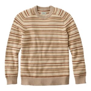 Men's Sunwashed Textured Cotton Sweater, Crewneck, Stripe