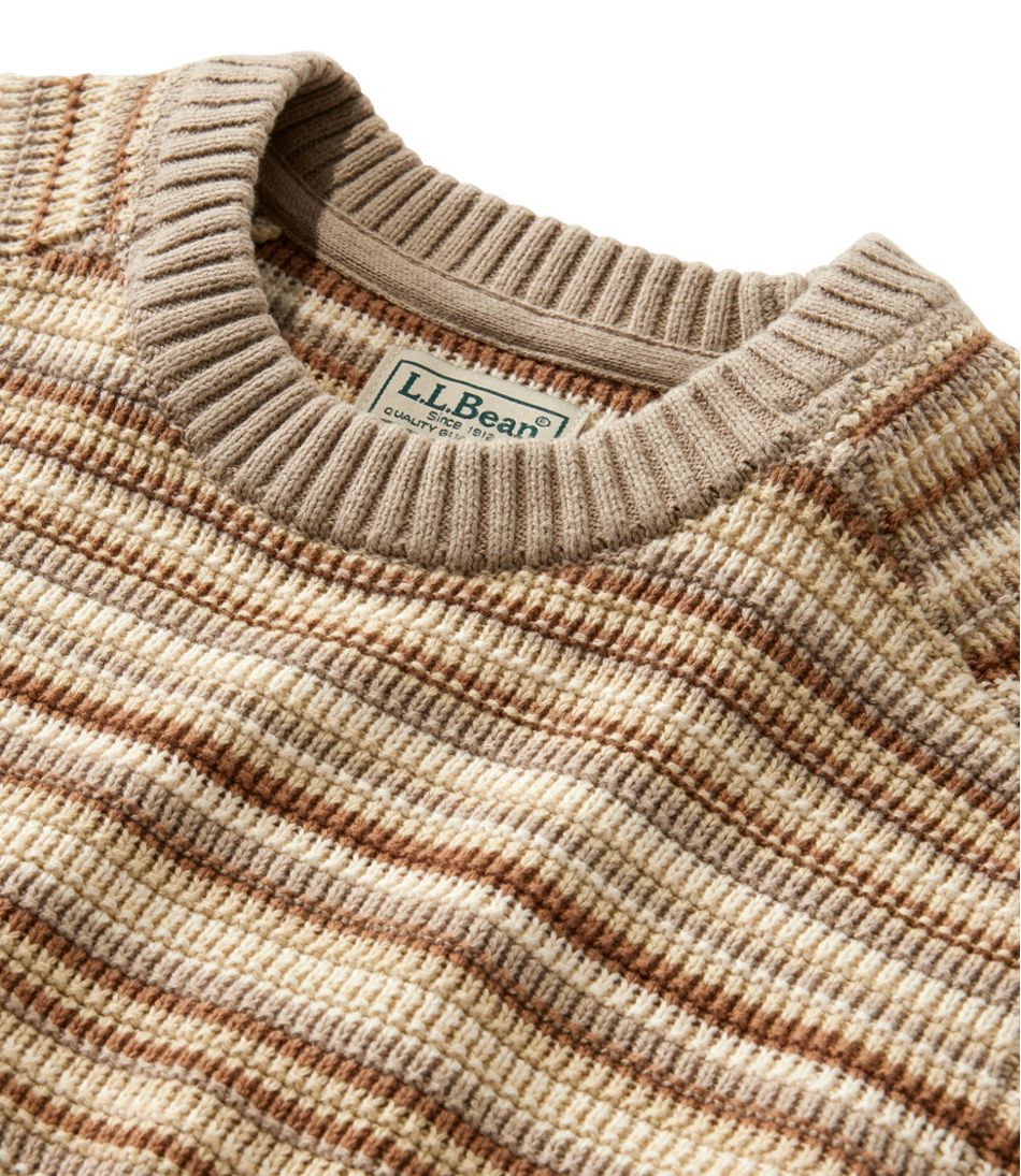 Men's Sunwashed Textured Cotton Sweater, Crewneck, Stripe - Image 4