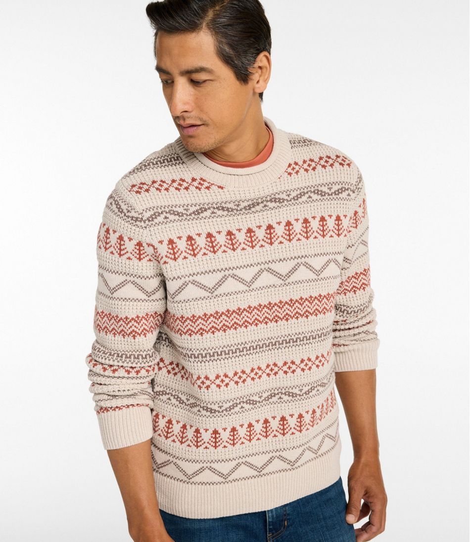 Men's L.L.Bean Organic Cotton Waffle Sweater, Crewneck, Fair Isle - Image 2