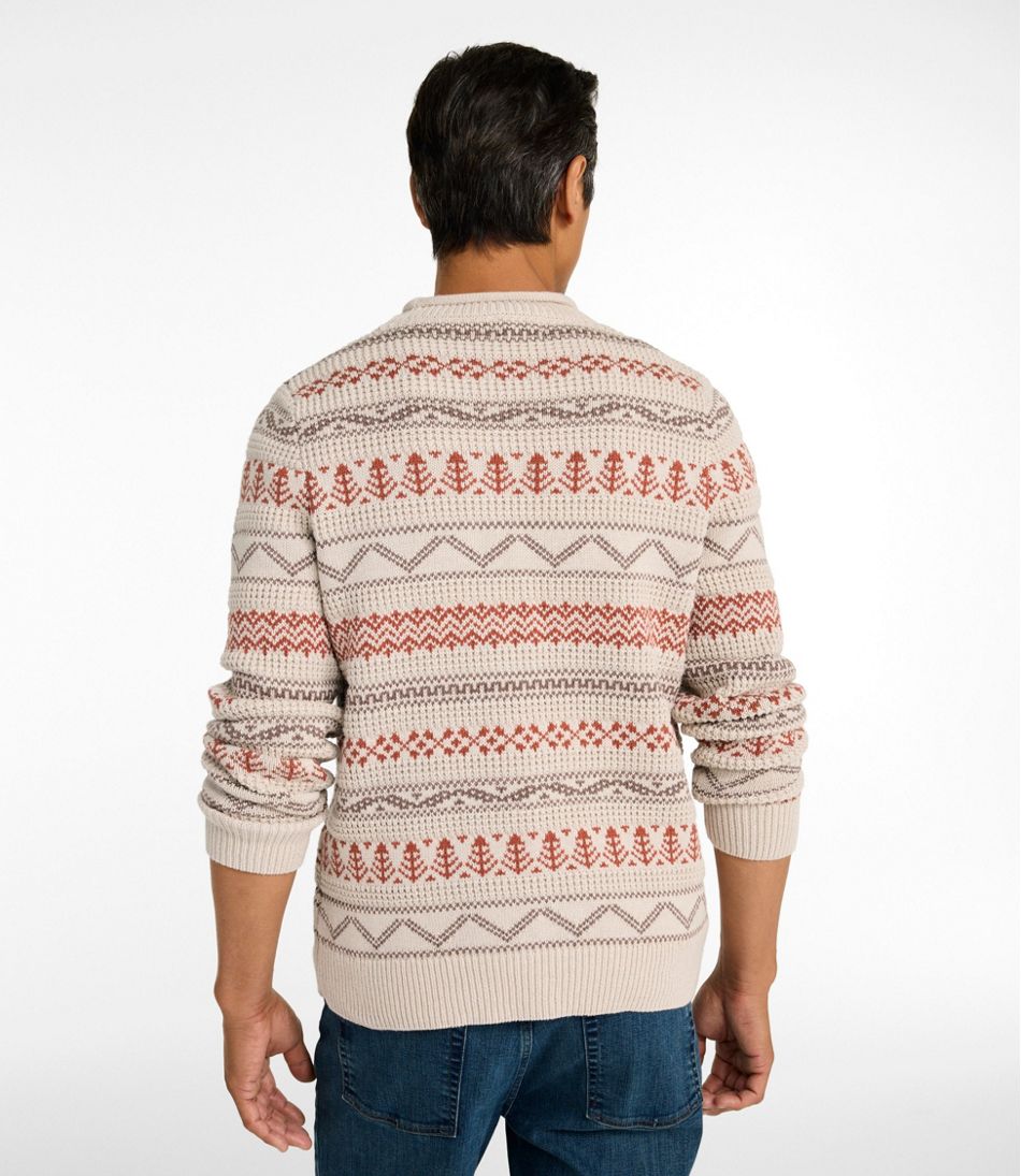 Men's L.L.Bean Organic Cotton Waffle Sweater, Crewneck, Fair Isle - Image 3