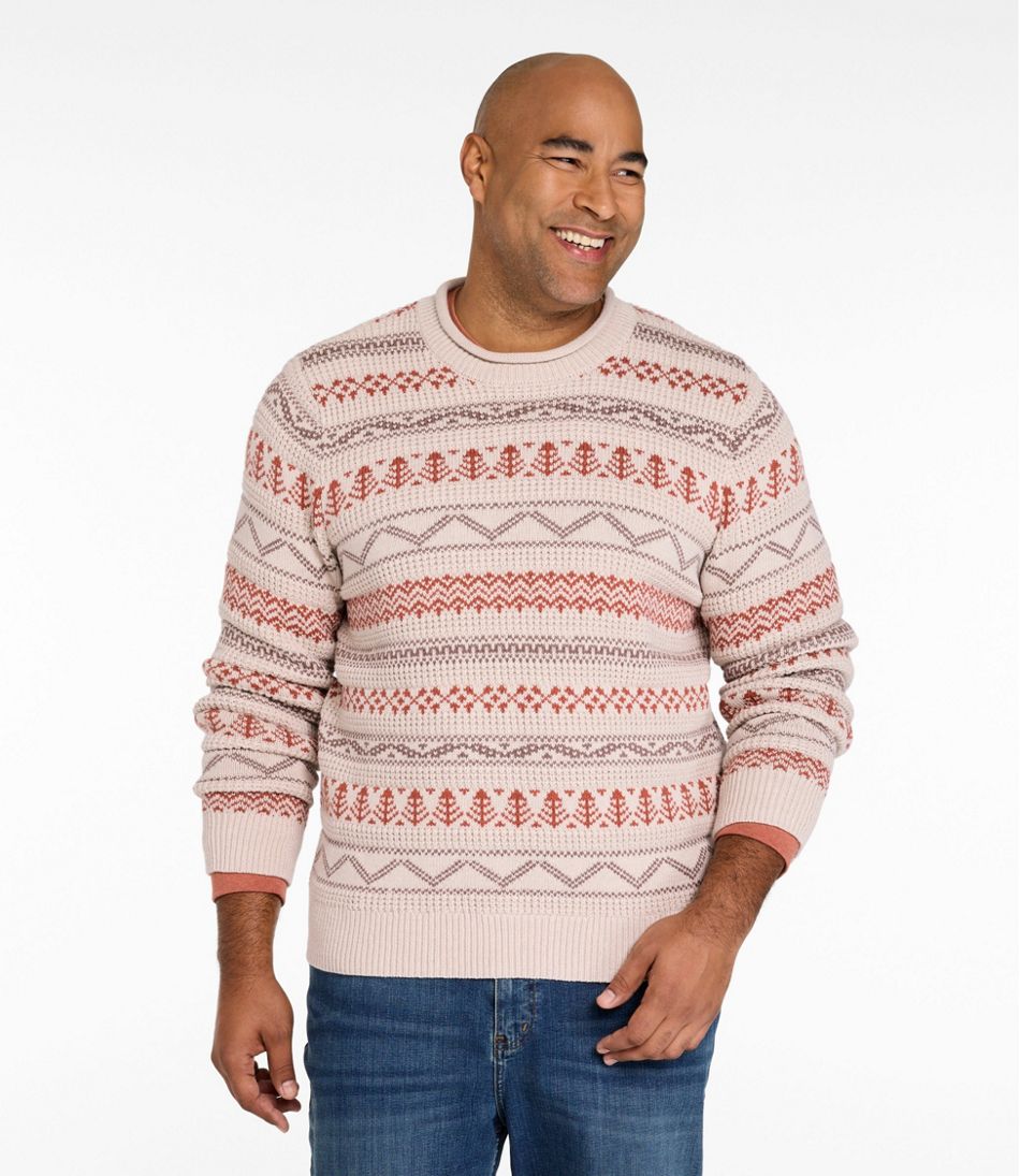 Men's L.L.Bean Organic Cotton Waffle Sweater, Crewneck, Fair Isle - Image 4