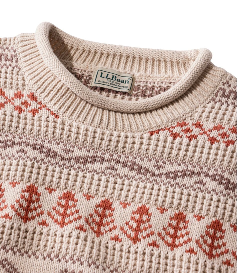 Men's L.L.Bean Organic Cotton Waffle Sweater, Crewneck, Fair Isle - Image 6