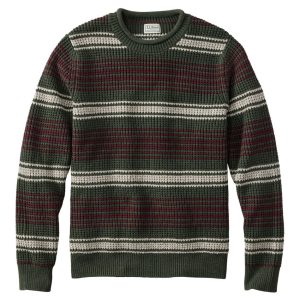 Men's Organic Cotton Waffle Sweater, Rollneck Crew, Stripe