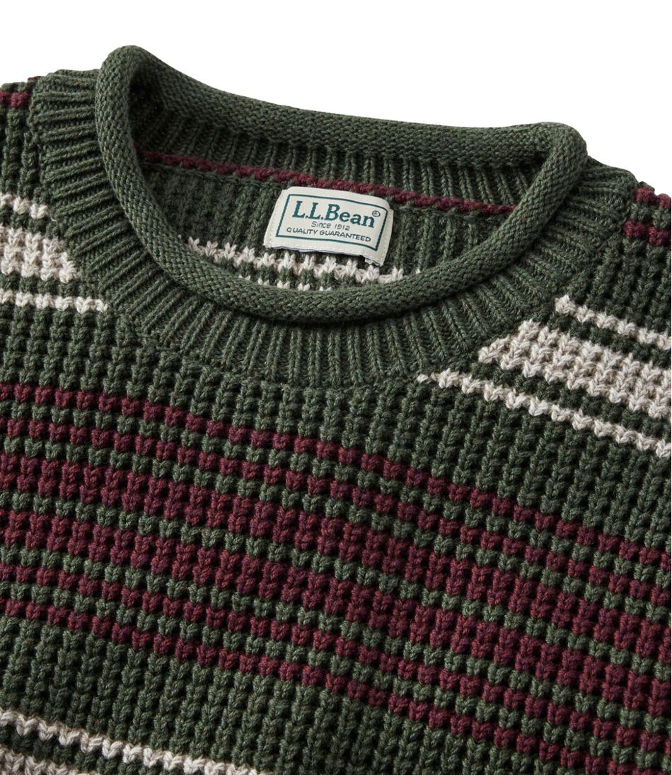 Men's Organic Cotton Waffle Sweater, Rollneck Crew, Stripe - Image 4