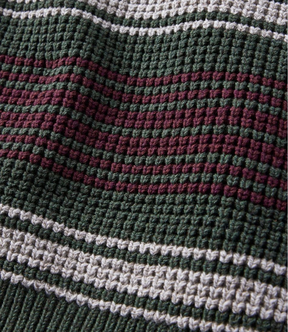 Men's Organic Cotton Waffle Sweater, Rollneck Crew, Stripe - Image 5