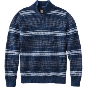Men's Organic Cotton Waffle Sweater, Quarter Zip, Stripe