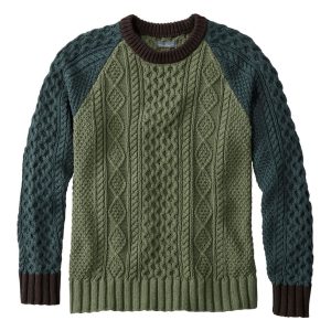 Men's Signature Cotton Fisherman Sweater, Crewneck, Colorblock