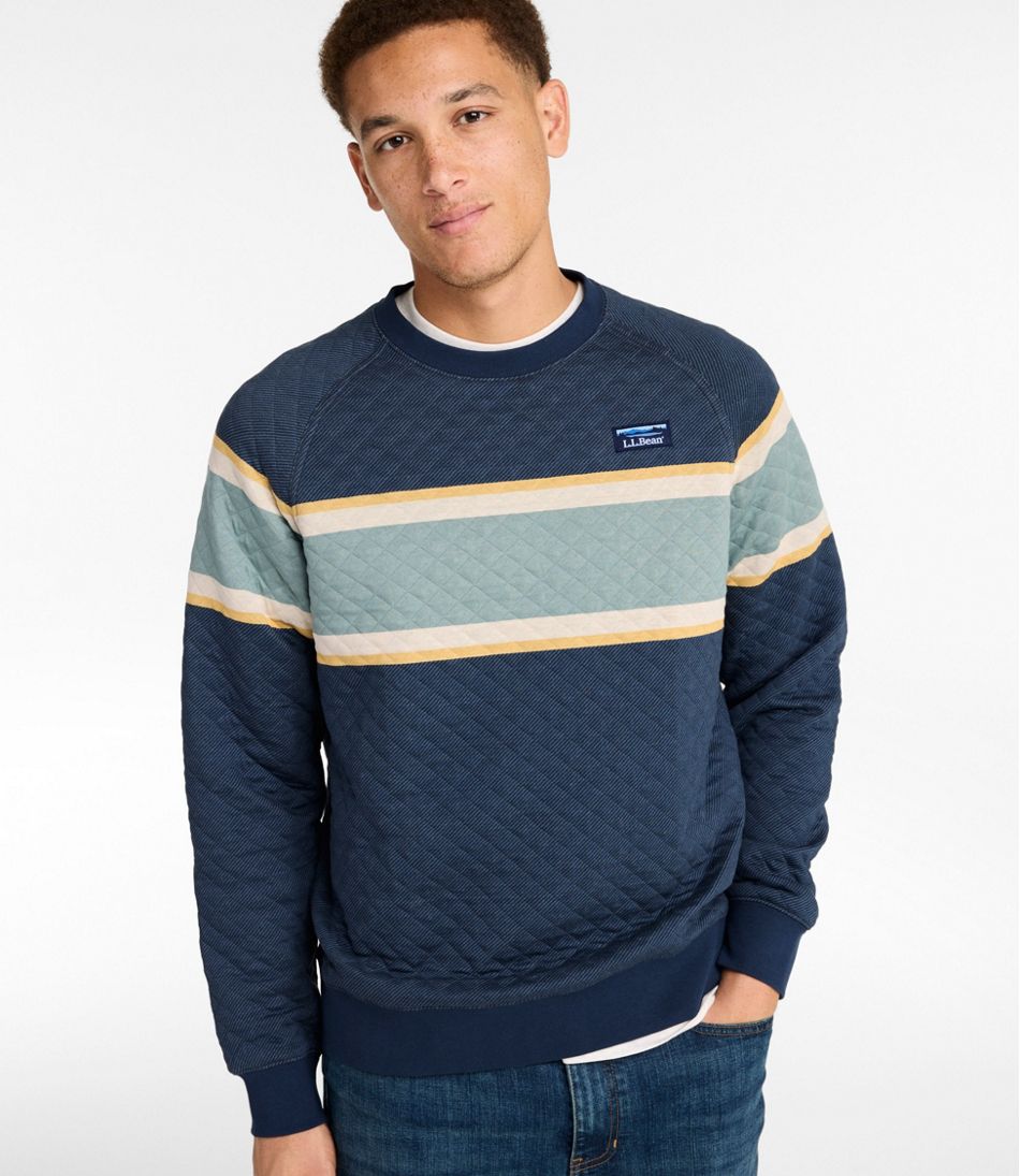 Men's Quilted Sweatshirt, Crewneck, Stripe - Image 2