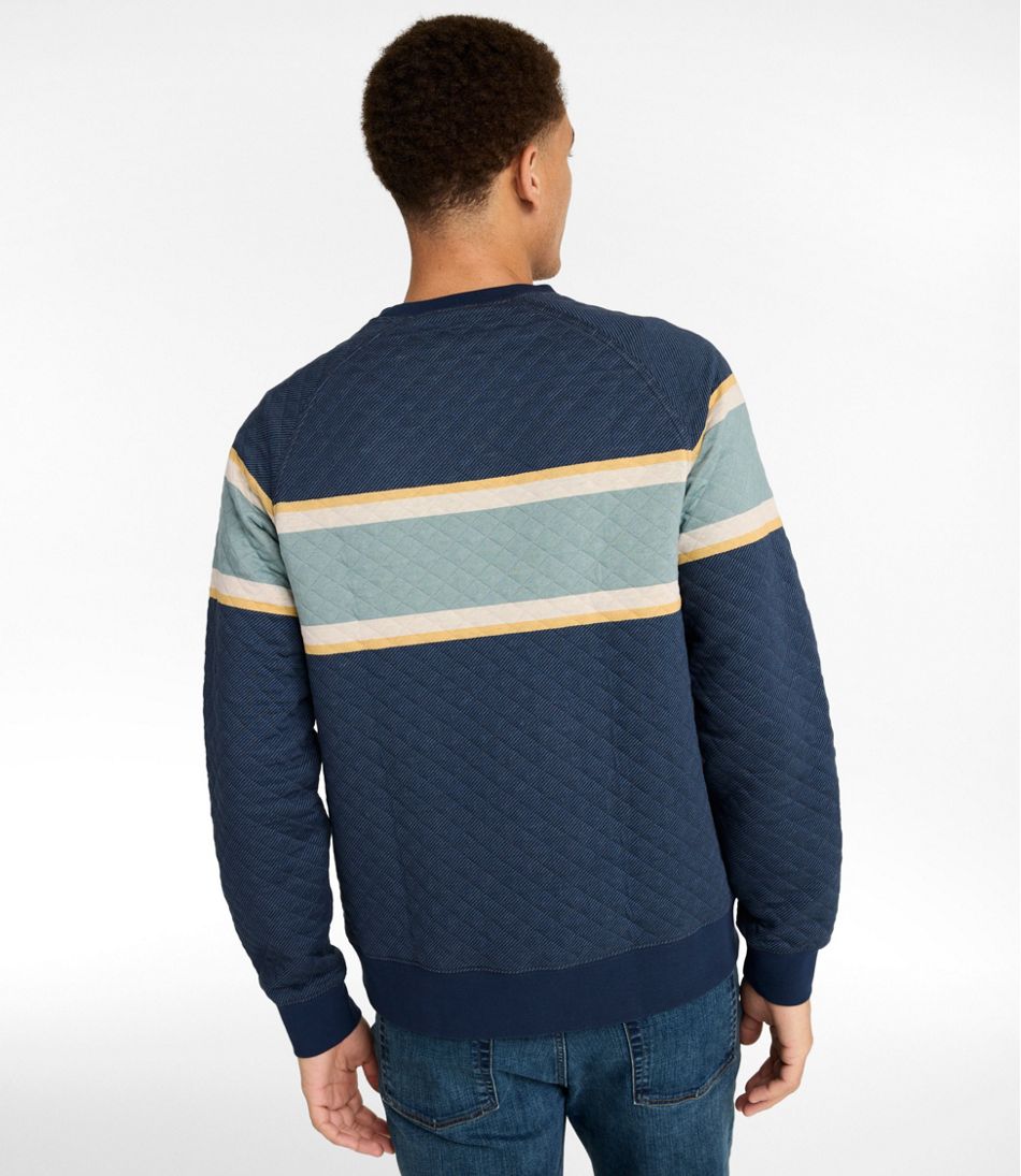 Men's Quilted Sweatshirt, Crewneck, Stripe - Image 3
