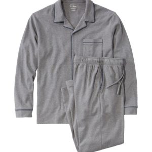 Men's Bean's Cotton Knit Pajamas, Button-Front PJ Set