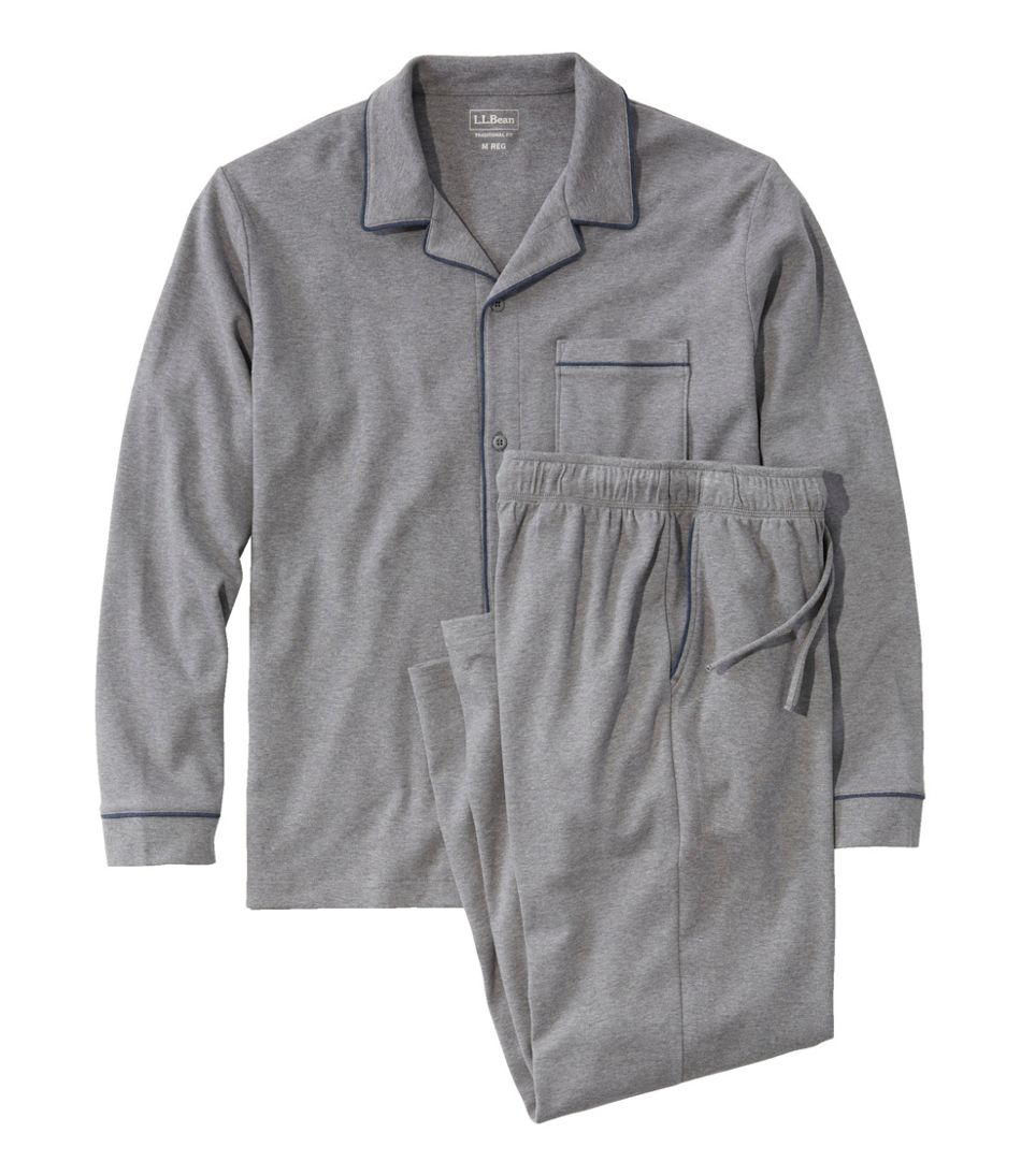 Men's Bean's Cotton Knit Pajamas, Button-Front PJ Set