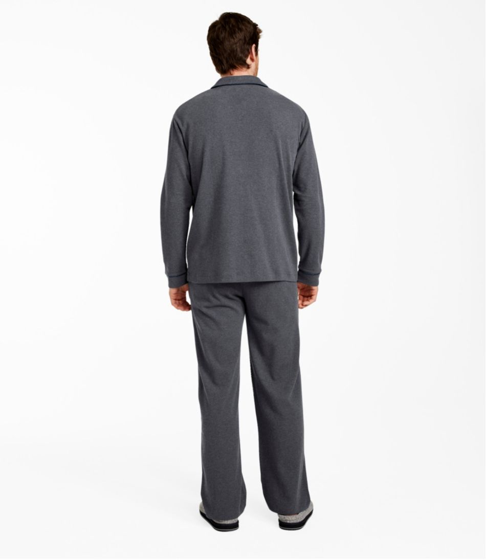 Men's Bean's Cotton Knit Pajamas, Button-Front PJ Set - Image 3