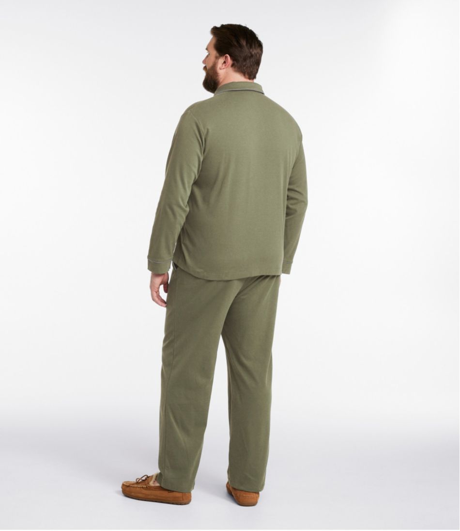 Men's Bean's Cotton Knit Pajamas, Button-Front PJ Set - Image 5