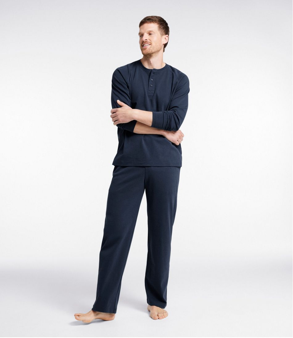 Men's Bean's Cotton Knit Pajamas, Henley PJ Set - Image 2