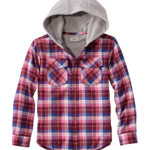 Kids' Fleece-Lined Flannel Shirt, Hooded Plaid