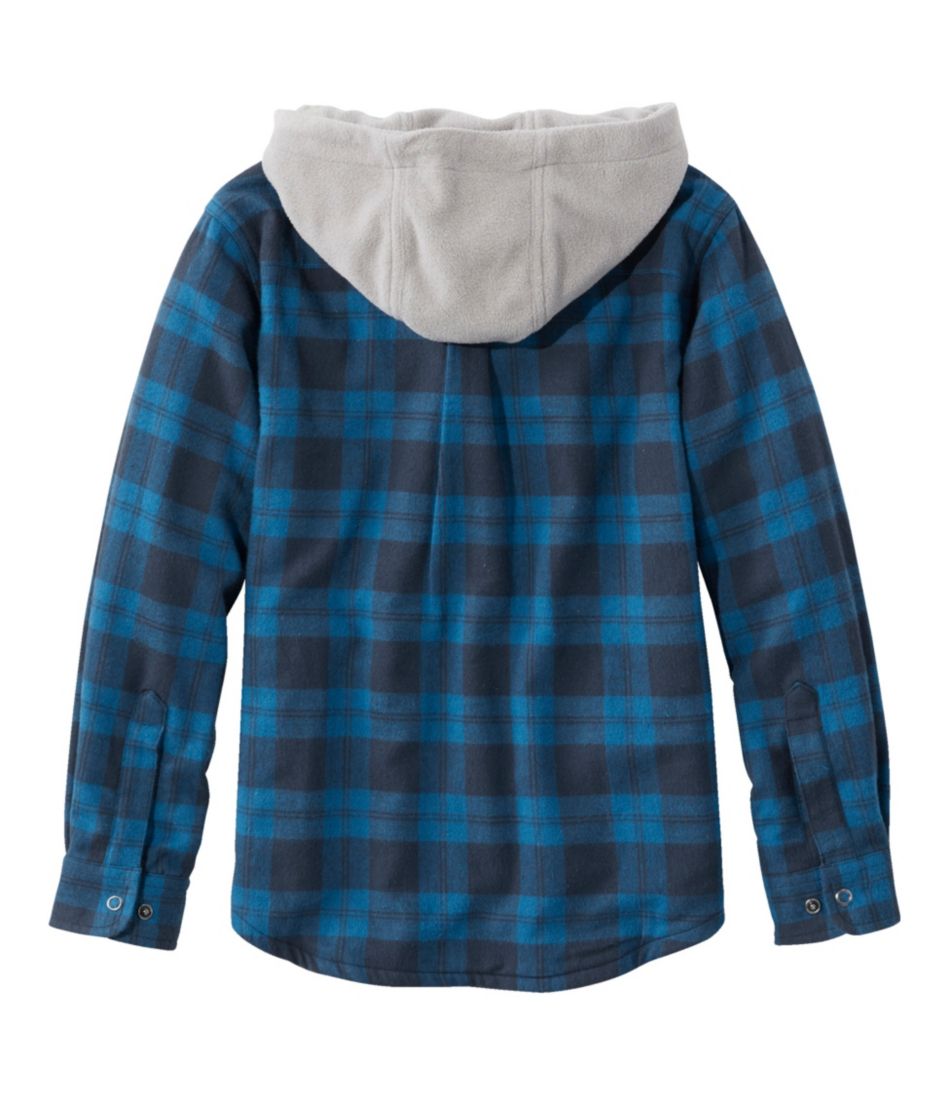 Kids' Fleece-Lined Flannel Shirt, Hooded Plaid - Image 4