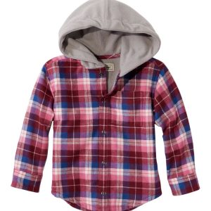 Toddlers' Fleece-Lined Flannel Shirt, Hooded