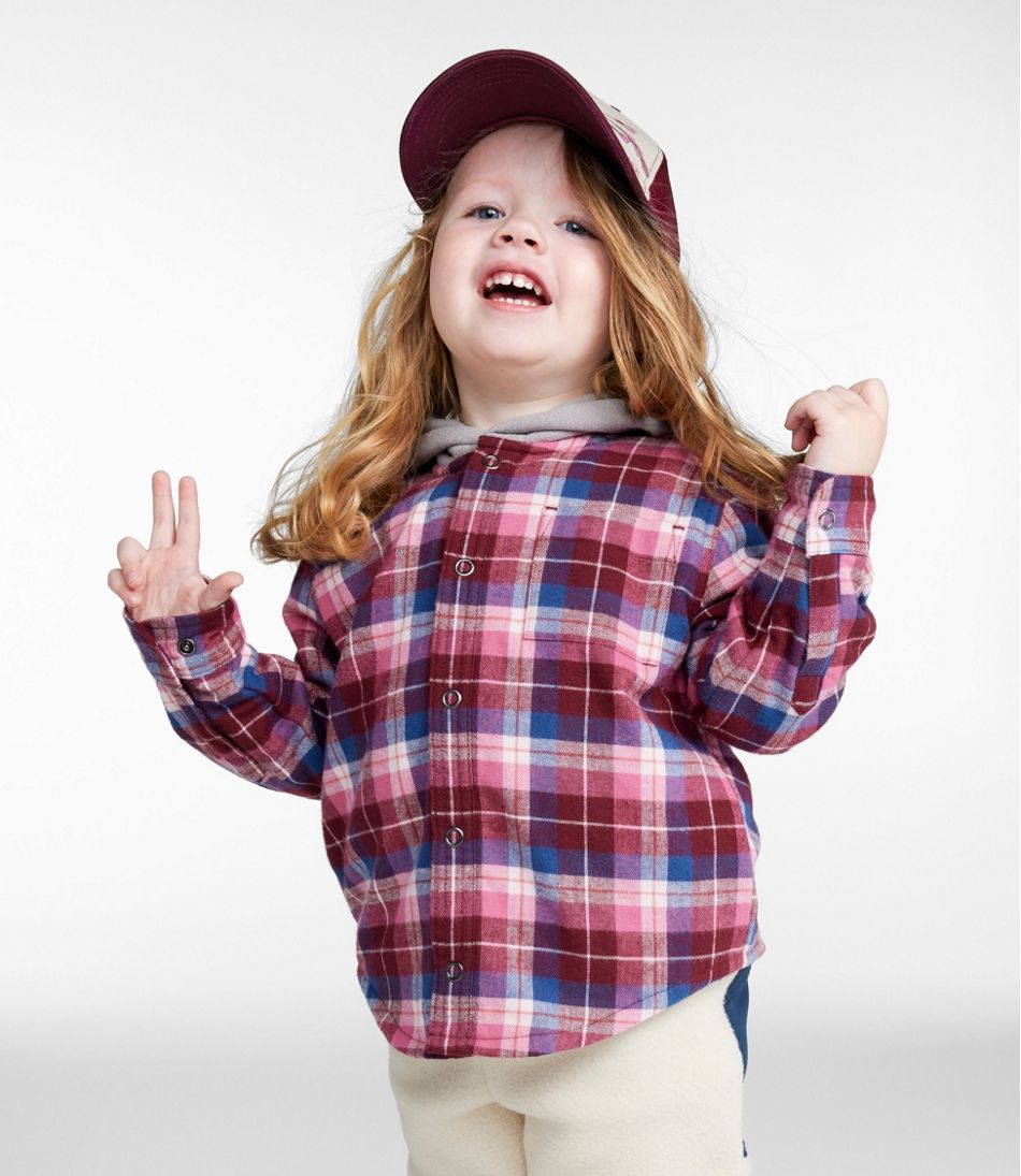 Toddlers' Fleece-Lined Flannel Shirt, Hooded - Image 2