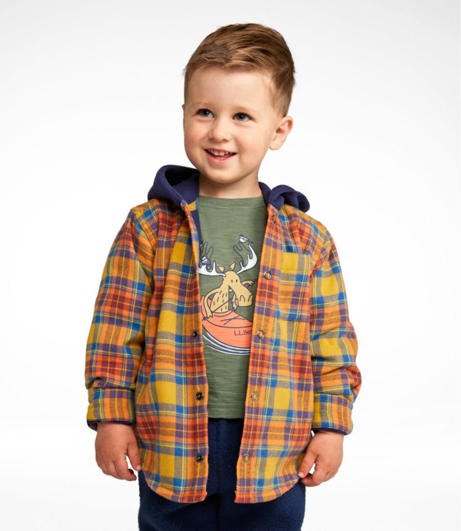 Toddlers' Fleece-Lined Flannel Shirt, Hooded - Image 3