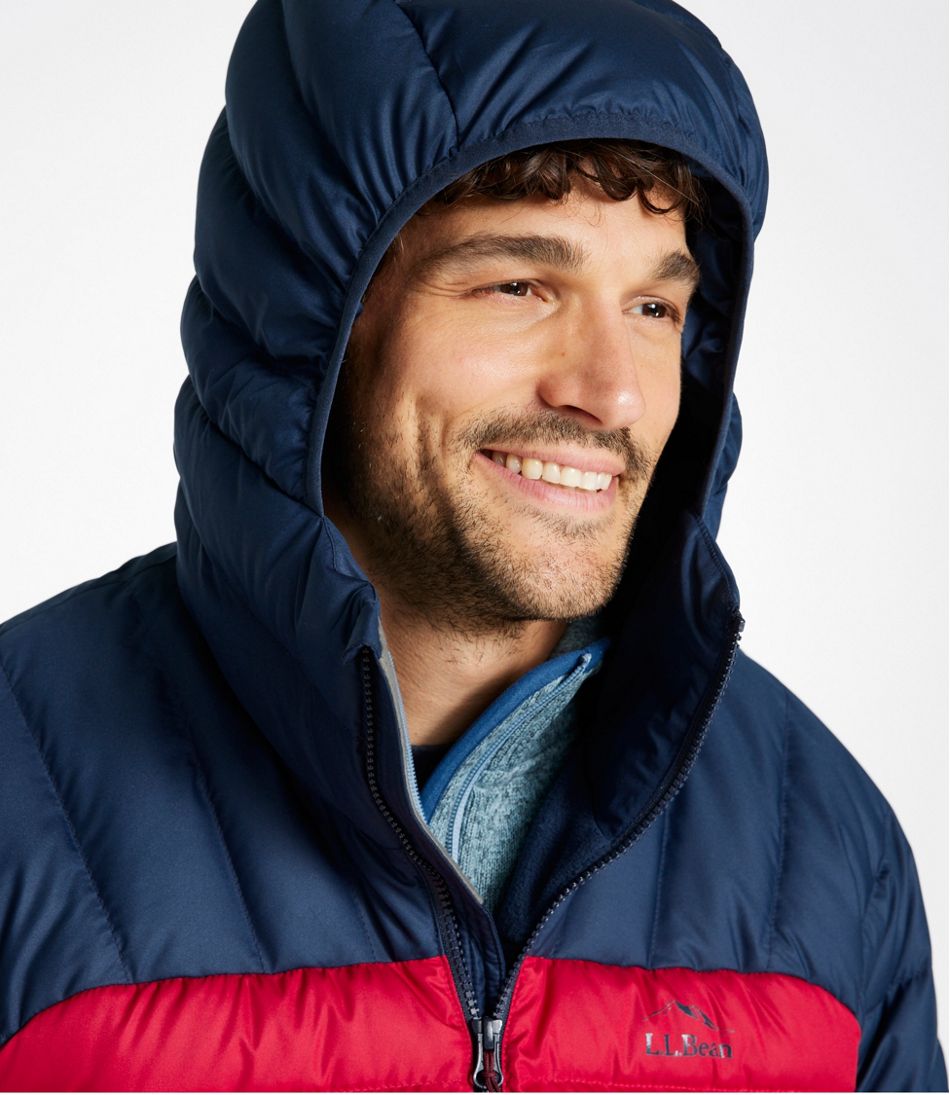 Men's Bean's Down Hooded Jacket, Colorblock - Image 6