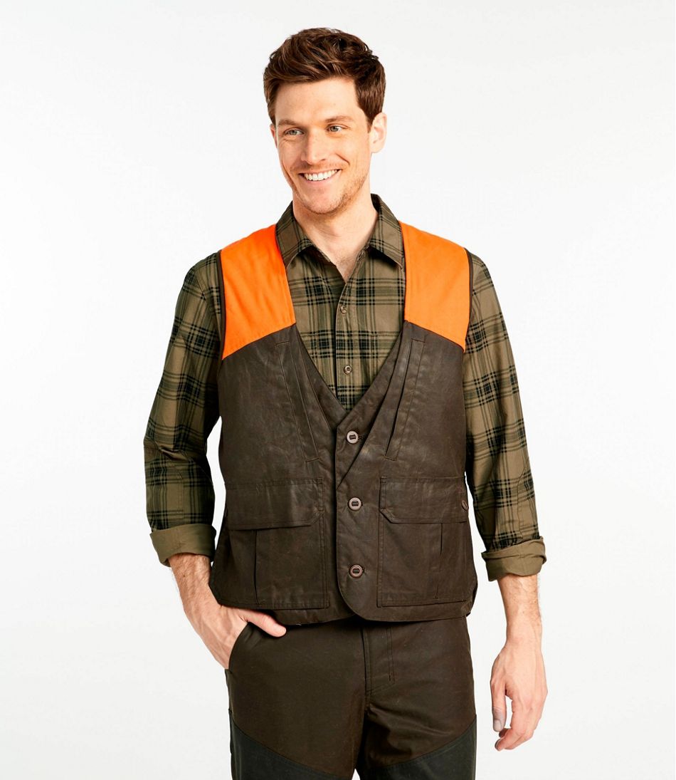 Men's Double L Waxed-Cotton Upland Vest, Hunter Orange - Image 2