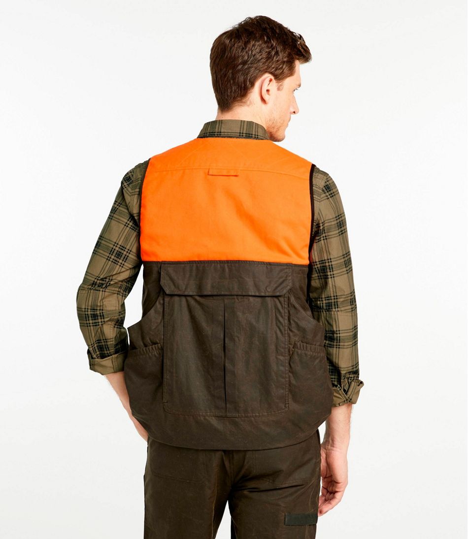 Men's Double L Waxed-Cotton Upland Vest, Hunter Orange - Image 3