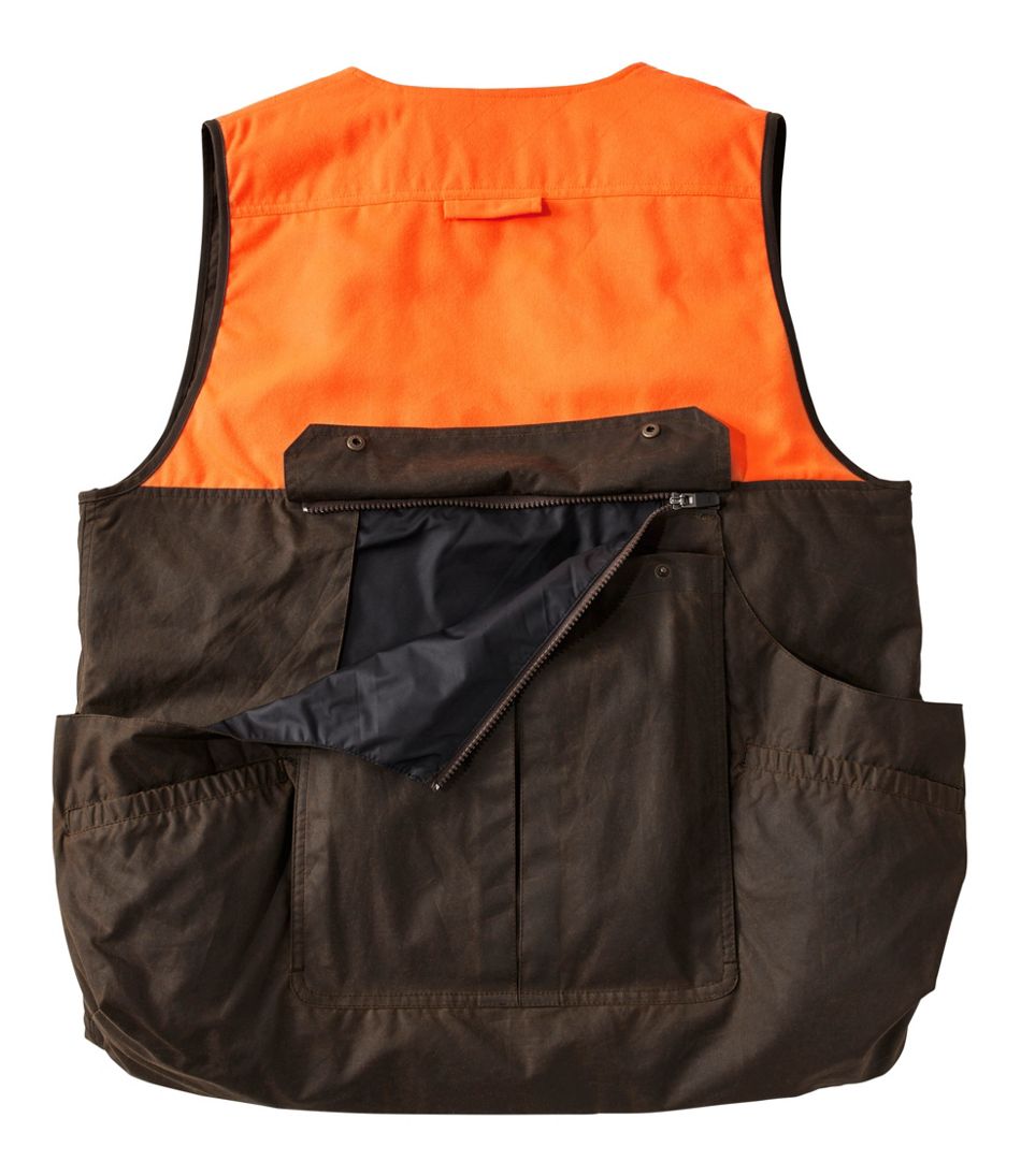 Men's Double L Waxed-Cotton Upland Vest, Hunter Orange - Image 4