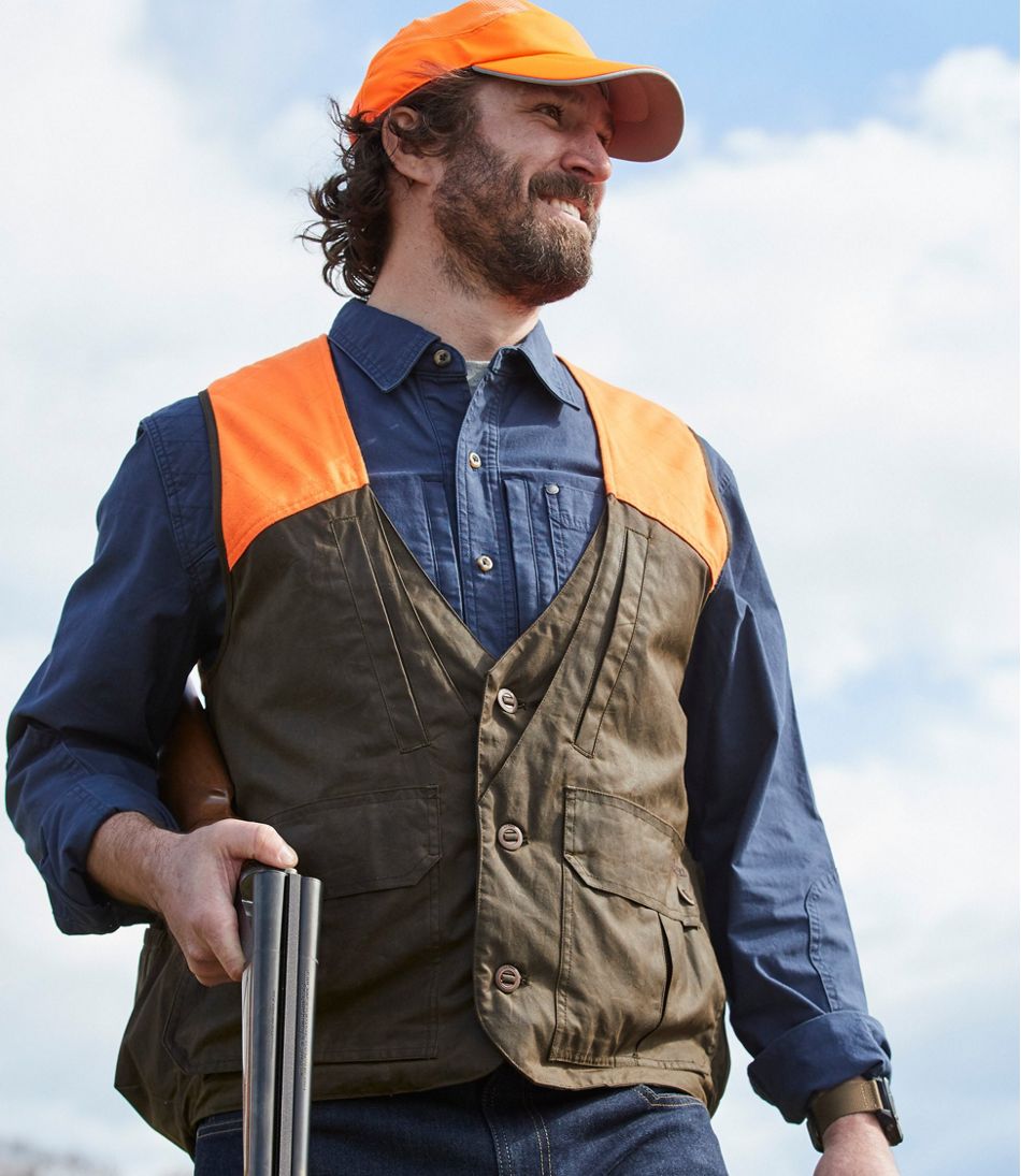Men's Double L Waxed-Cotton Upland Vest, Hunter Orange - Image 6