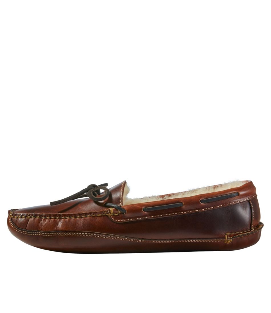 Men's Leather Double-Sole Slippers, Shearling-Lined - Image 2