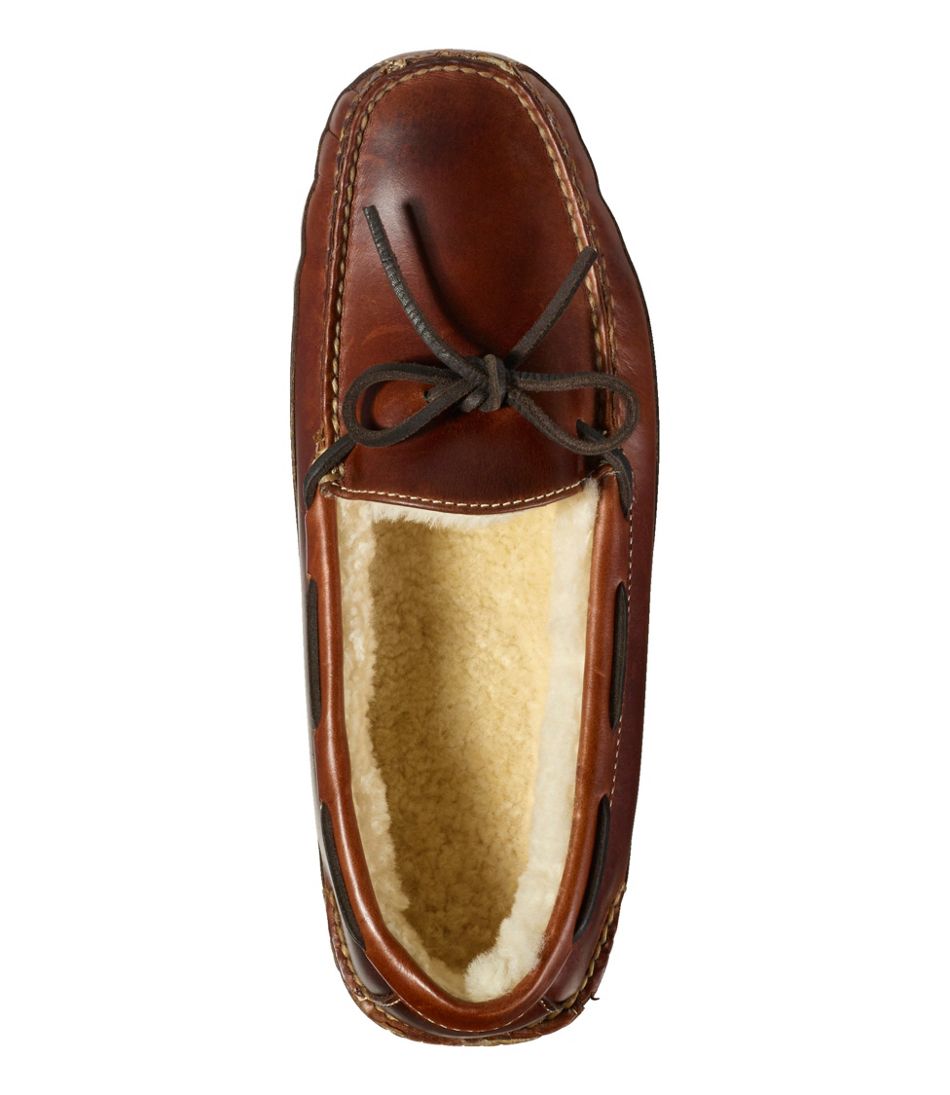 Men's Leather Double-Sole Slippers, Shearling-Lined - Image 4